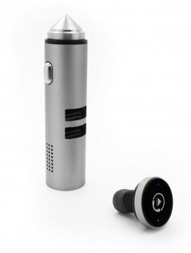 TALKY - Ładowarka USB z zestawem słuchawkowym Bluetooth i młotkiem bezpieczeństwa
