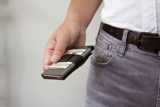 WALLY CARTA - RFID aluminum wallet with leather case