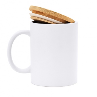 BERRY - 370 ML ECO ceramic mug with bamboo lid