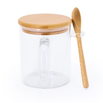 COCO - Glass mug 420 ml with bamboo lid and spoon