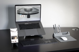 Evopad Charge Eco - Podkładka po mysz z ładowarką bezprzewodową & stojak na telefon wykonana z materiału RPET