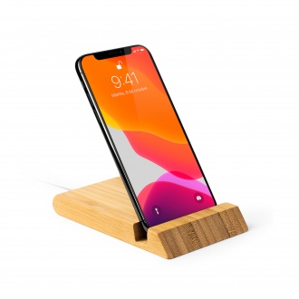 GAMMA - Phone stand & Wireless charger in bamboo case.