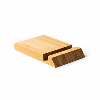 GAMMA - Phone stand & Wireless charger in bamboo case.