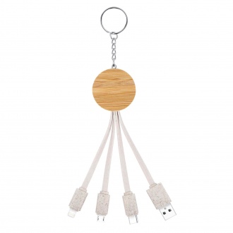 TREE ROUND - Key ring with set of 4 wheat straw cables