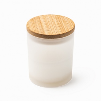VANILA - Scented candle in milk glass with bamboo lid
