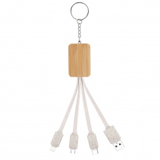 TREE SQUARE - Key ring with 4 wheat straw cables.