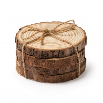 PINEA - Set of 4 coasters made of natural pine