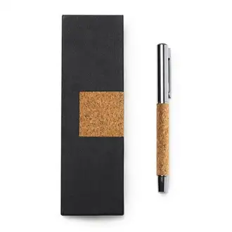 SUVER - Pen made of natural cork and steel in an elegant case