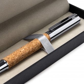 SUVER - Pen made of natural cork and steel in an elegant case