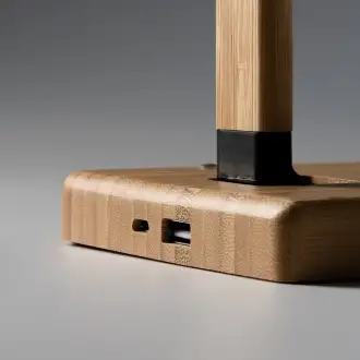 MARSAL - Foldable LED lamp, 10W wireless charger made of bamboo