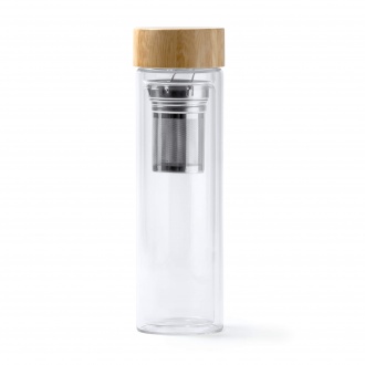 SAOKO - Bottle made of borosilicate glass with bamboo lid, 420 ml