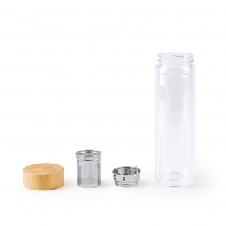 SAOKO - Bottle made of borosilicate glass with bamboo lid, 420 ml