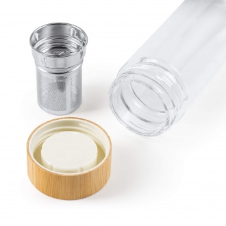 SAOKO - Bottle made of borosilicate glass with bamboo lid, 420 ml
