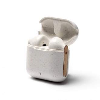 KUASI - in-ear Bluetooth headphones made of wheat fibre and bamboo in a charging case