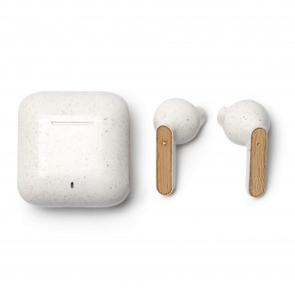 KUASI - in-ear Bluetooth headphones made of wheat fibre and bamboo in a charging case