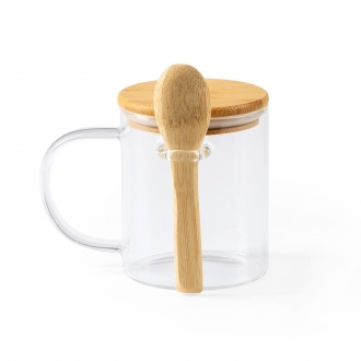 COCO - Glass mug 420 ml with bamboo lid and spoon