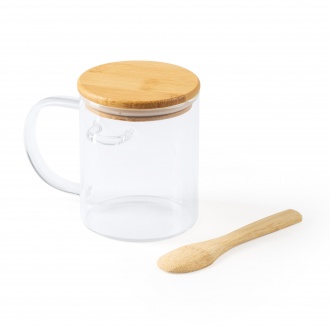 COCO - Glass mug 420 ml with bamboo lid and spoon