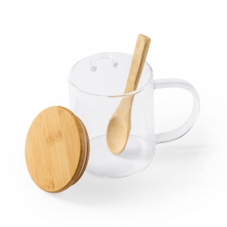 COCO - Glass mug 420 ml with bamboo lid and spoon