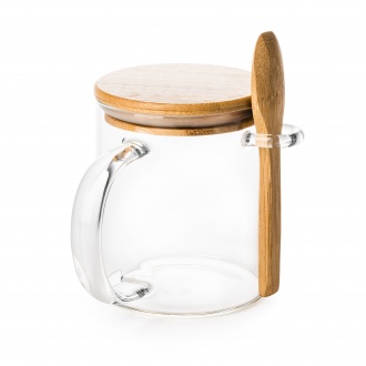 COCO - Glass mug 420 ml with bamboo lid and spoon