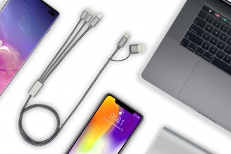 TRIDENT 2 + ECO - Wzmocniony kabel do ładowania USB 4w1 -1200mm, wykonany z materiału RPET