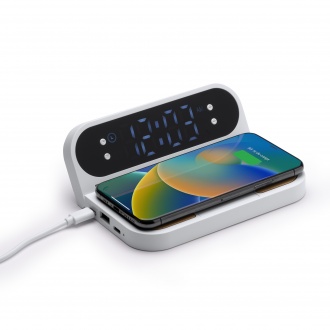 SENKO - Wireless charger with clock made of bamboo and ABS