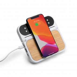 SENKO - Wireless charger with clock made of bamboo and ABS