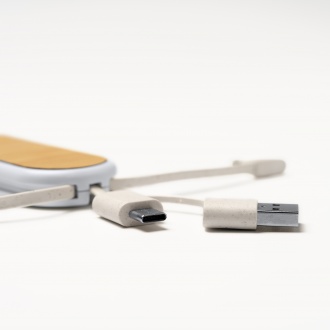 DIONE - 5-in-1 charging cable made of recycled ABS and bamboo