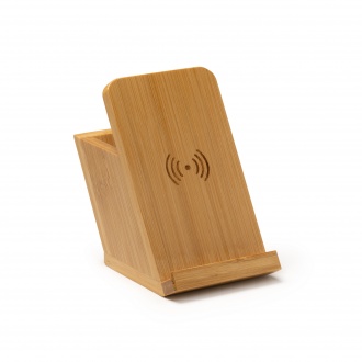 KODIX - Pen stand with wireless charger made of bamboo, 10 W.