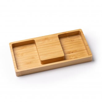 LUKE - Wireless charger with organiser made of bamboo, 10W