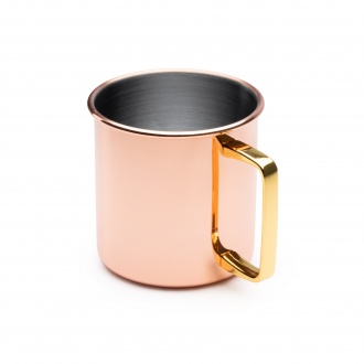 LIRIA - Stainless steel mug with copper outer coating and gold handle with a capacity of 480ml