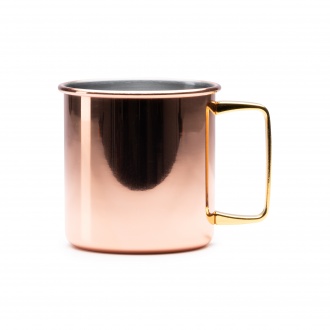 LIRIA - Stainless steel mug with copper outer coating and gold handle with a capacity of 480ml