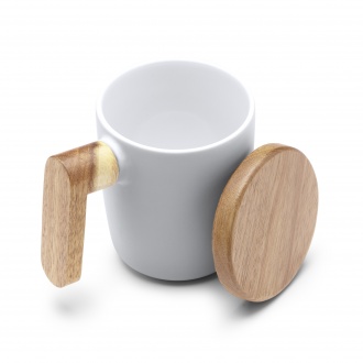 LOVET - Matt ceramic mug with bamboo lid with a capacity of 350ml