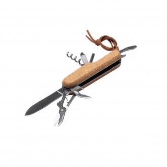 ROMAN - Multifunctional pocket knife made of stainless steel with cork handle