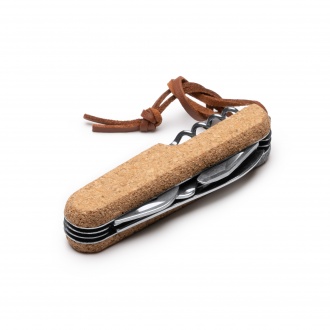 ROMAN - Multifunctional pocket knife made of stainless steel with cork handle