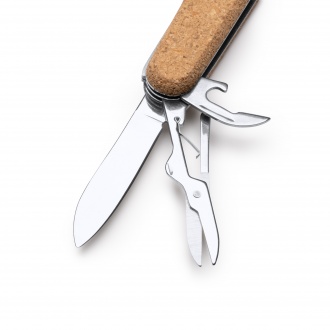 ROMAN - Multifunctional pocket knife made of stainless steel with cork handle