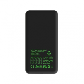 POWER BOTTLE - Powerbank made of RPET material with the possibility of printing a glowing logo