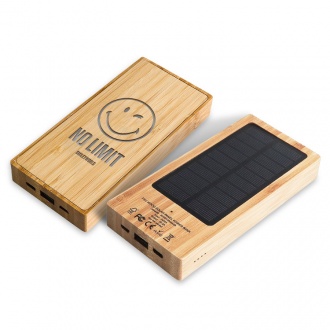 WOODZ SUNNY - Bamboo powerbank with solar panel