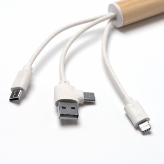 POMBO - 5-in-1 charging cable, main construction in bamboo and wheat fibre