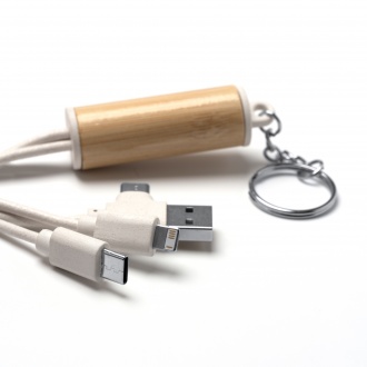 POMBO - 5-in-1 charging cable, main construction in bamboo and wheat fibre