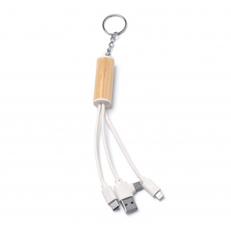 POMBO - 5-in-1 charging cable, main construction in bamboo and wheat fibre