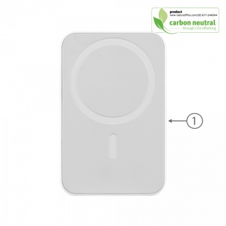 Pawa - Powerbank with USB-C port, with Wireless Charging, 10000 mAh.