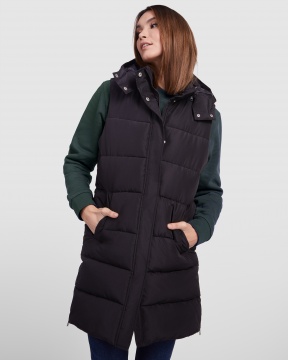 Reine - Women's down sleeveless jacket with detachable hood.