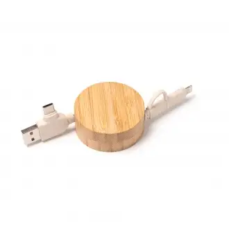 Garyk - Wysuwany kabel ładujący z główną konstrukcją wykonaną z bambusa i kabel z włókna pszennego.