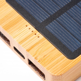 Berkel - Powerbank with a capacity of 5000 mAh made of bamboo, powered by solar energy.