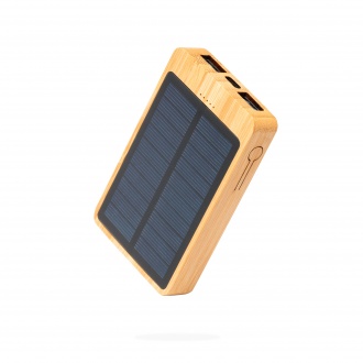 Berkel - Powerbank with a capacity of 5000 mAh made of bamboo, powered by solar energy.