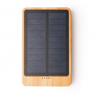 Berkel - Powerbank with a capacity of 5000 mAh made of bamboo, powered by solar energy.