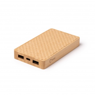 Akrol - Powerbank with main structure made of bamboo and base made of natural fibers. 