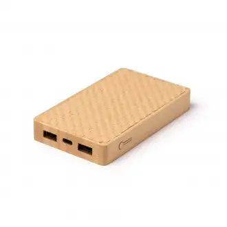 Akrol - Powerbank with main structure made of bamboo and base made of natural fibers. 
