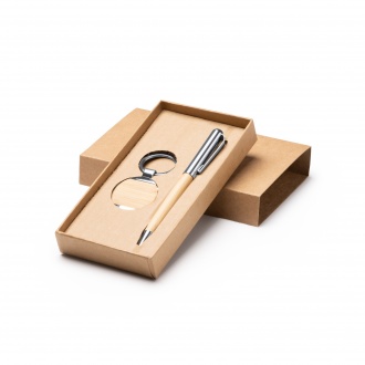 Paulov Set - Pen and key ring made of bamboo with metallic details. 