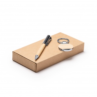 Paulov Set - Pen and key ring made of bamboo with metallic details. 